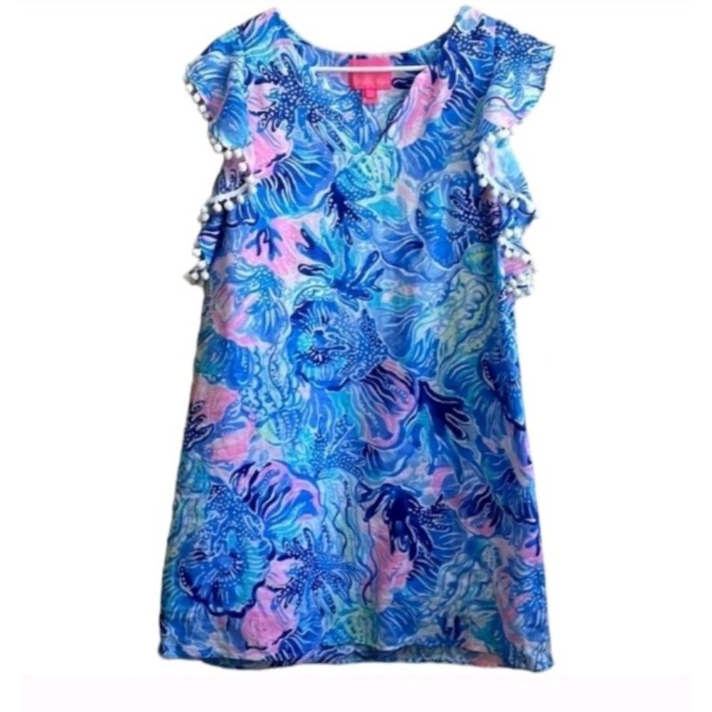Lilly Pulitzer Astara Flutter Linen Dress Saltwater Blue Shade Seekers Women's